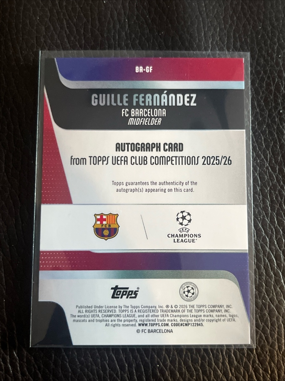 Topps Guille Fernández Rookie Auto Card - Picture 2 of 2